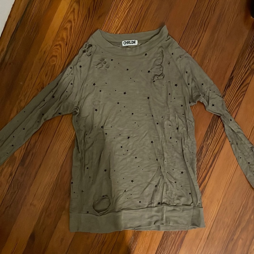 Chldr army green star long sleeve tee